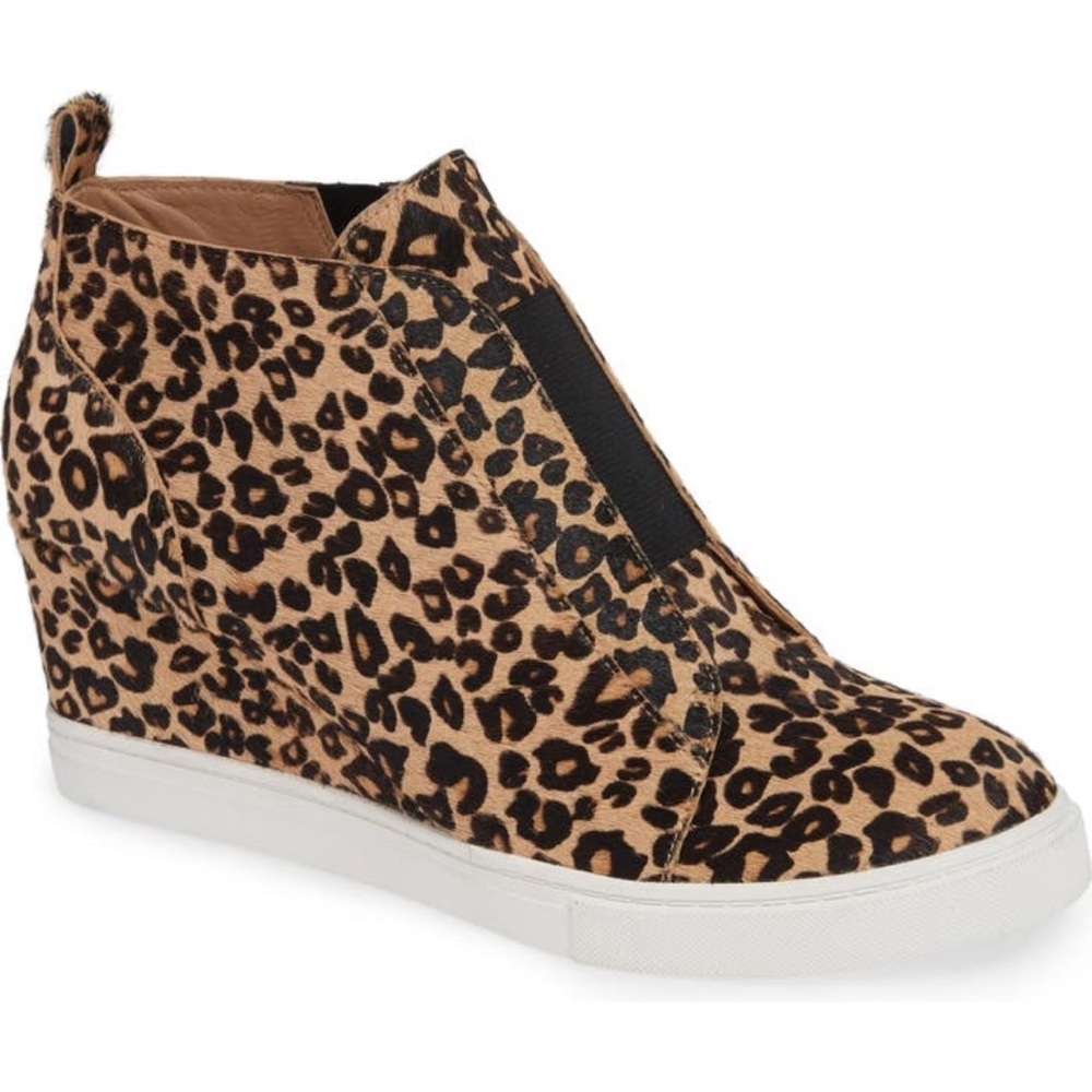 Linea Paolo Felicia III Leopard Zip-Up Leather Platform Bootie Sneakers - Picture 1 of 4